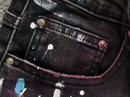 Calça AMIRI Galaxy Paint Black Denim