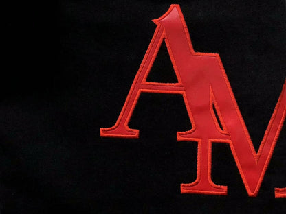 Calça AMIRI Logo Red Black Denim