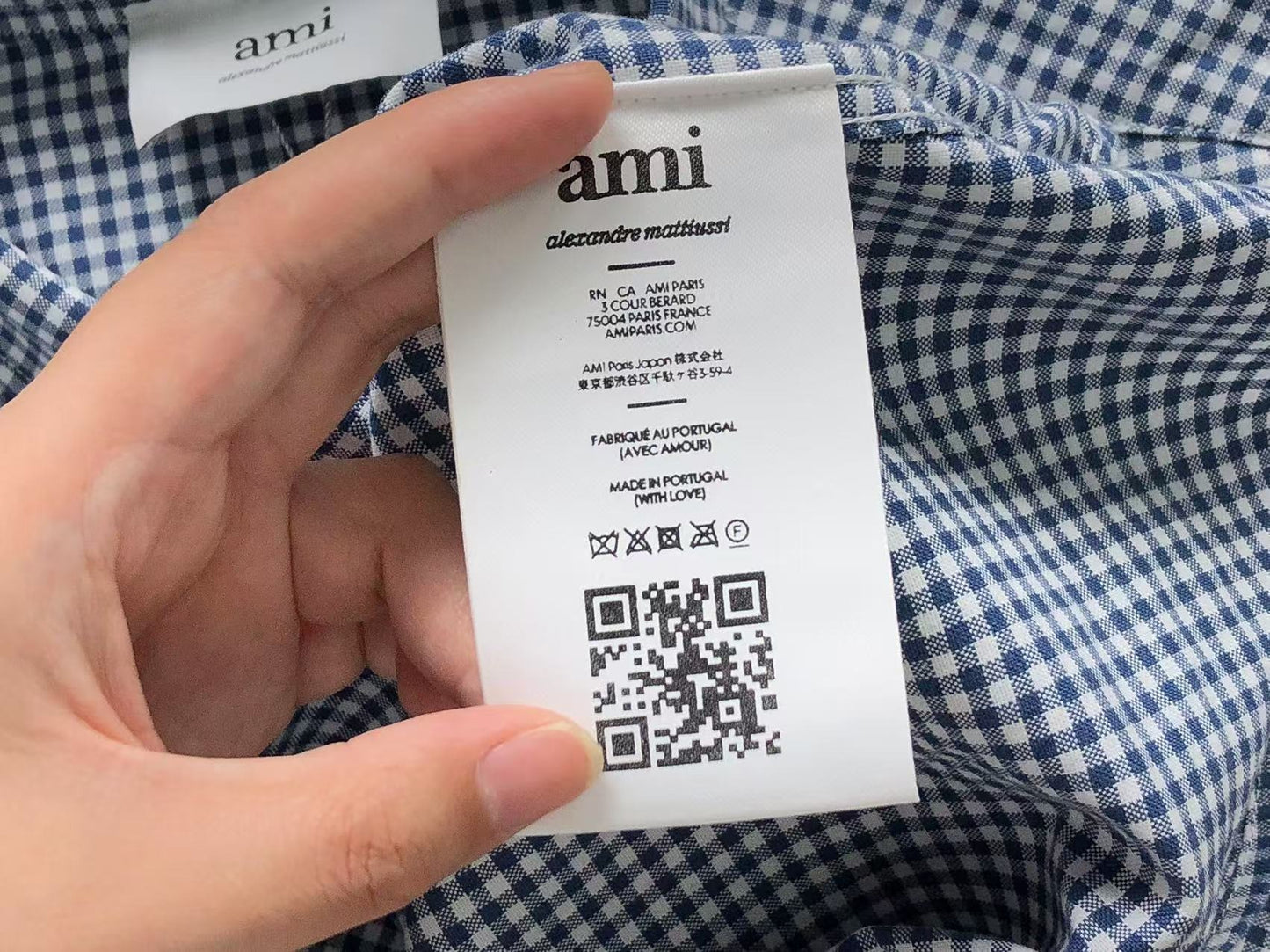 Camisa AMI Paris Vichy Big Heart Logo