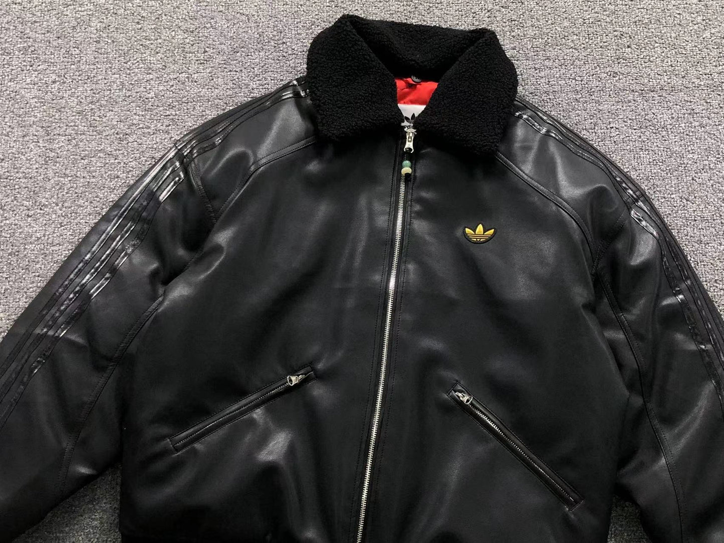 Jaqueta Adidas Leather Sherpa Black Bomber