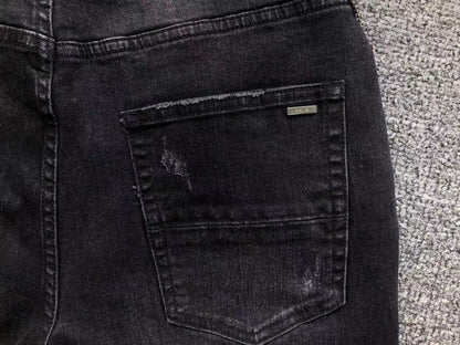 Calça AMIRI Gold Logo Black Denim