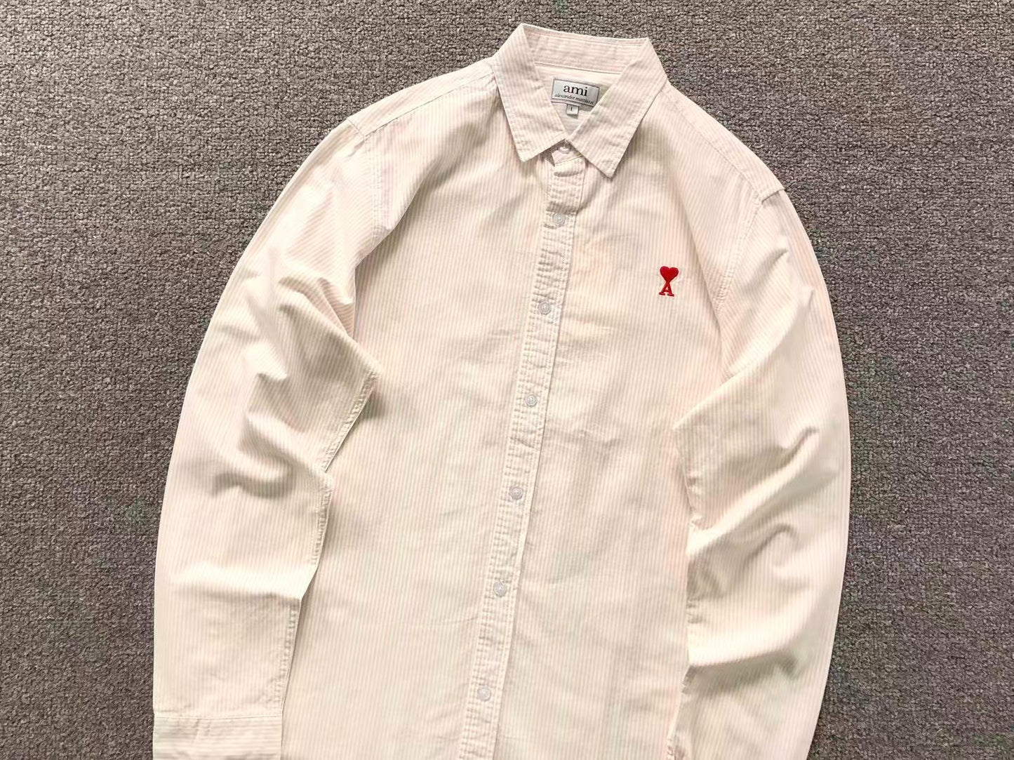 Camisa AMI Paris Striped Mini Heart Premium