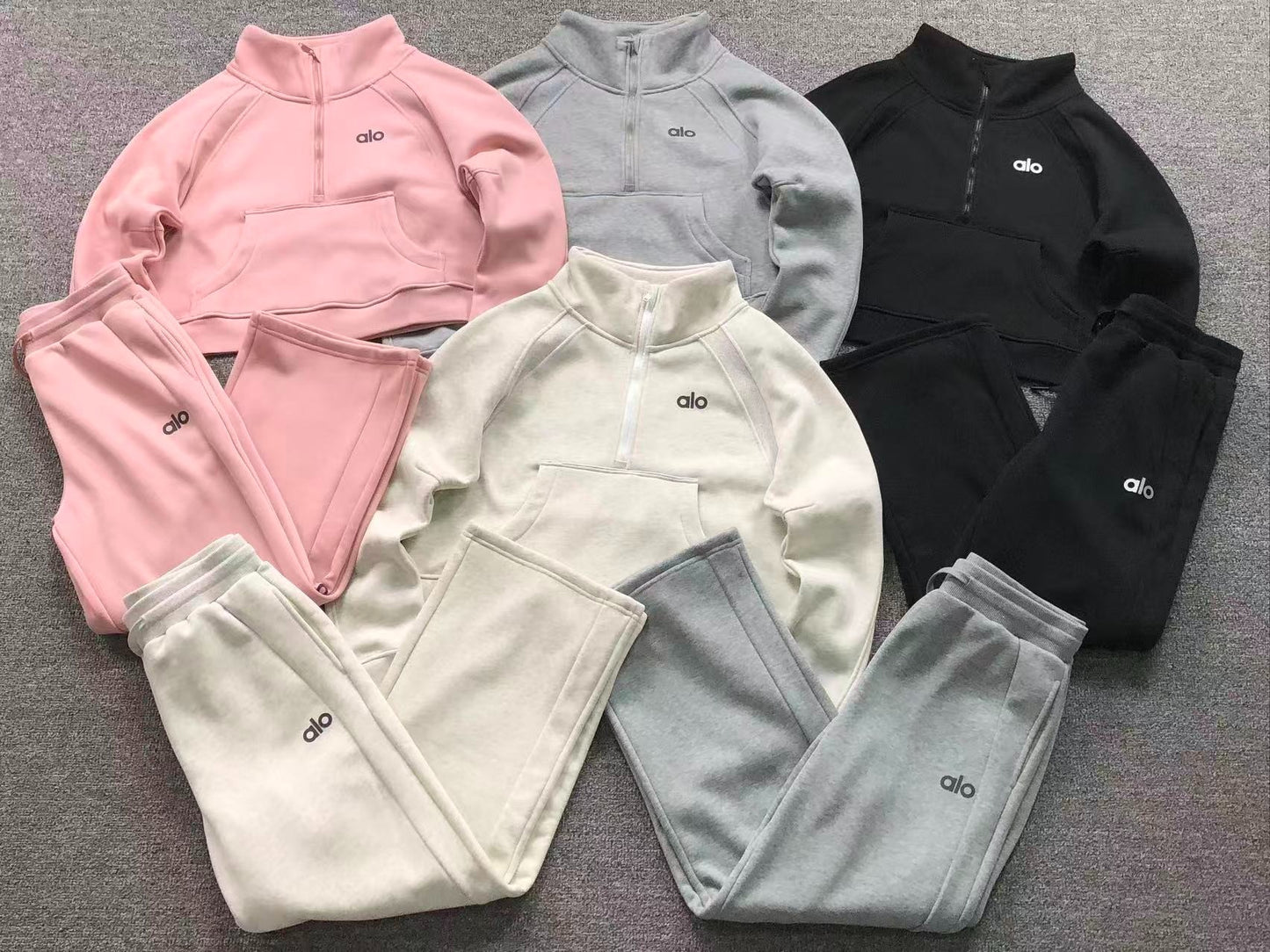 Conjunto Alo Moletom Jogger Half Zip Feminino