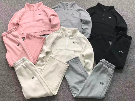 Conjunto Alo Moletom Jogger Half Zip Feminino