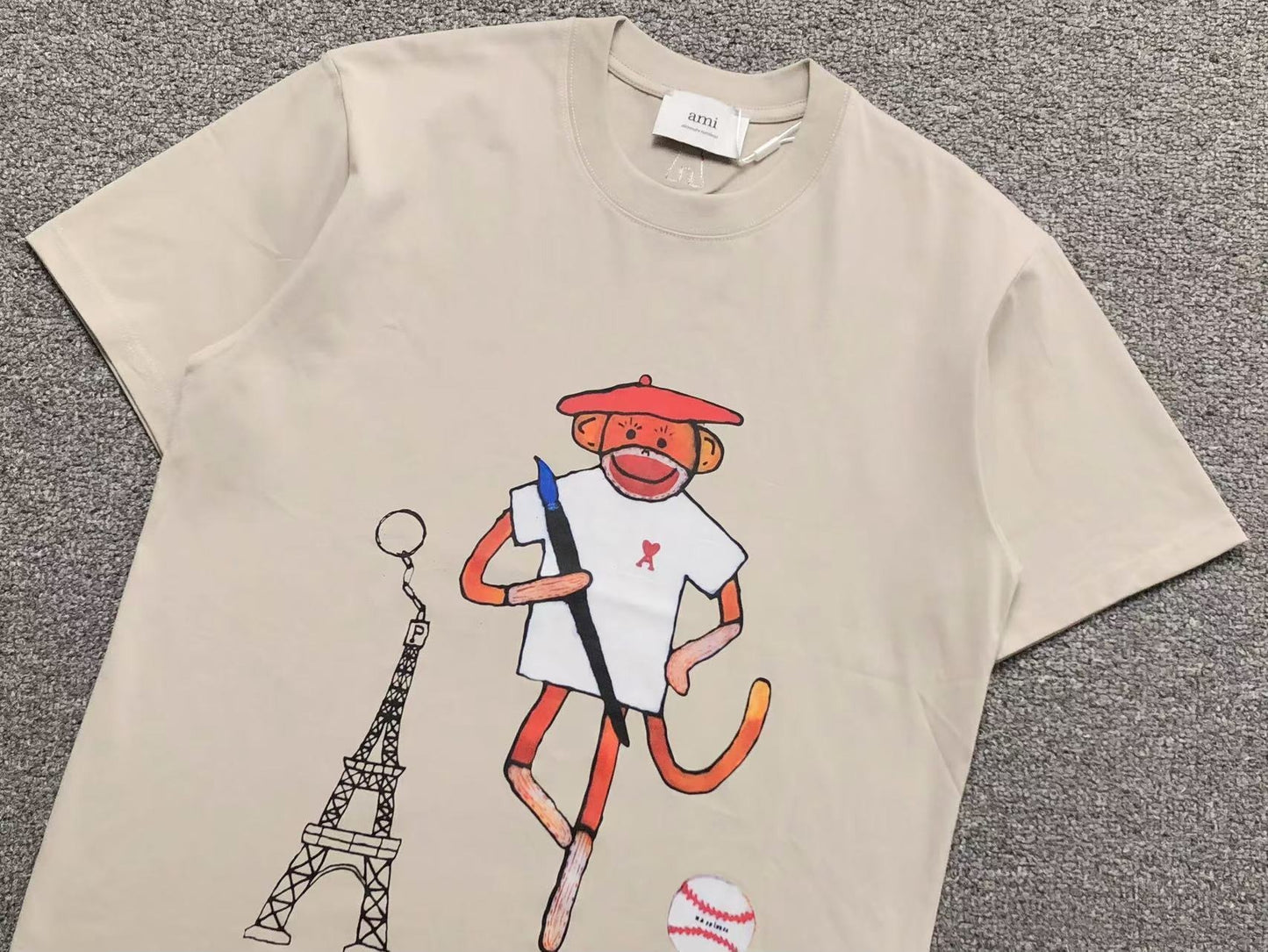 Camiseta AMI Paris Monkey Graphic Tee
