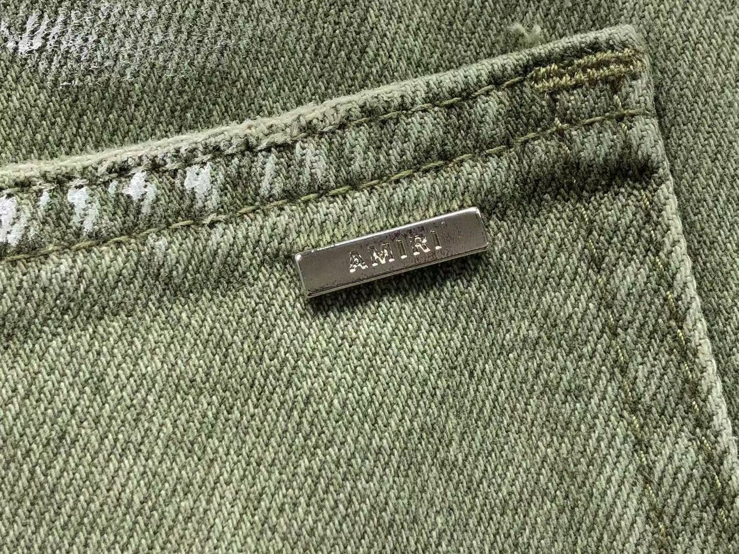 Calça AMIRI Military Green Logo Cargo Denim