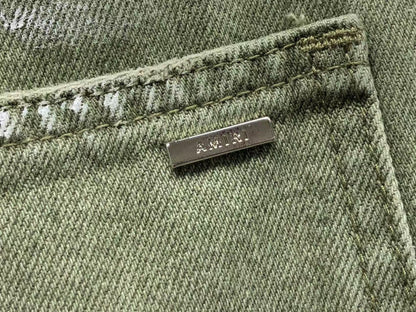 Calça AMIRI Military Green Logo Cargo Denim