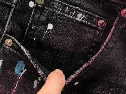 Calça AMIRI Galaxy Paint Black Denim