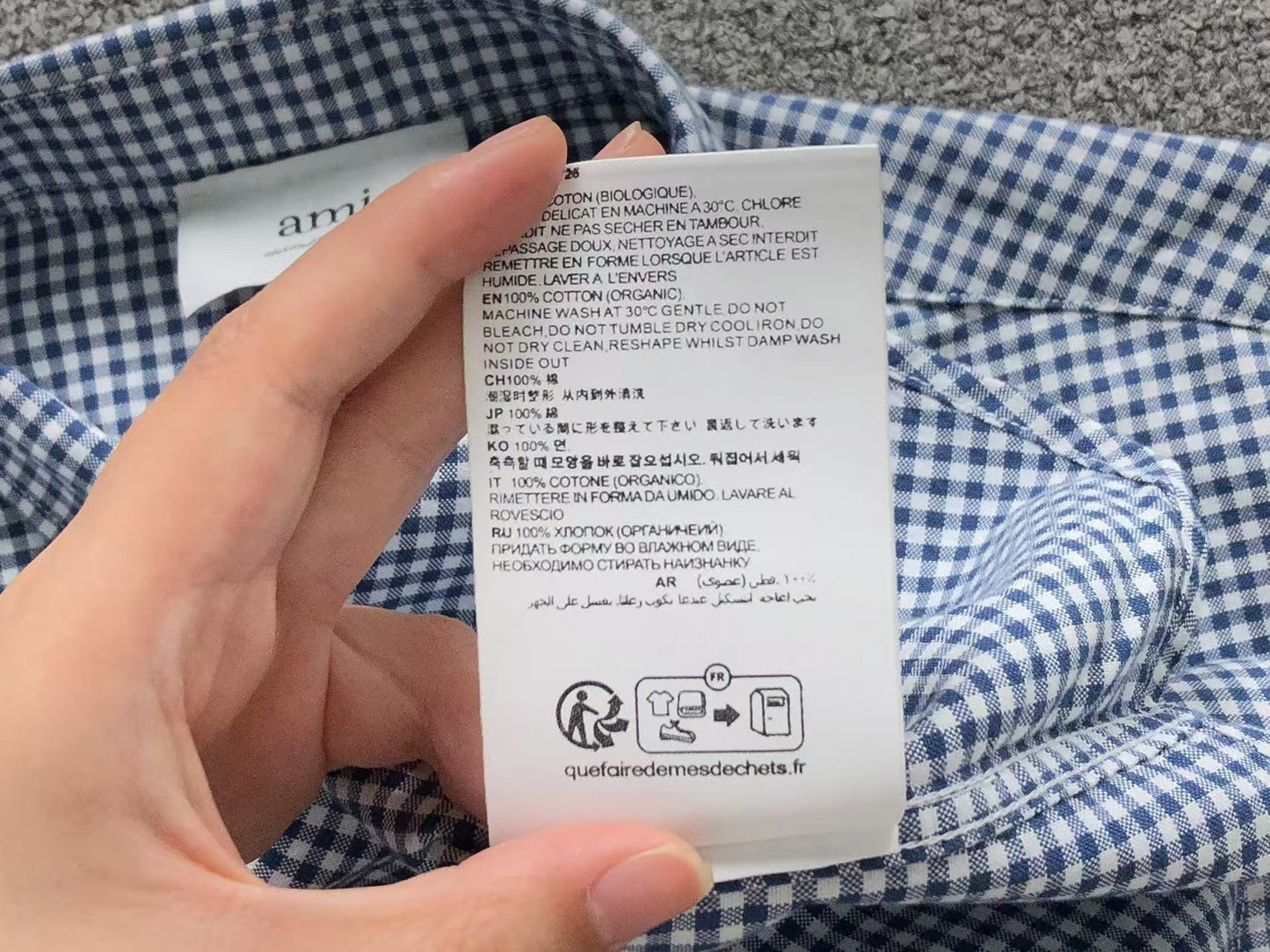 Camisa AMI Paris Vichy Big Heart Logo