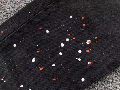 Calça AMIRI Logo Paint Splatter Black Denim