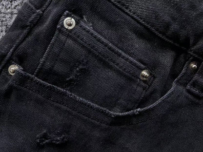 Calça AMIRI Tonal Logo Distress Denim