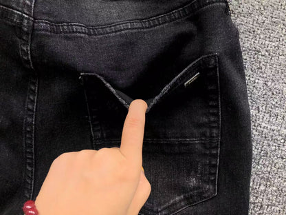 Calça AMIRI Gold Logo Black Denim
