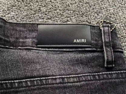 Bermuda Jeans AMIRI Black Distressed Red Logo