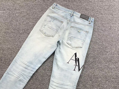 Calça AMIRI TR Monogram Ice Blue Denim