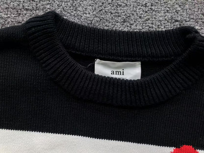Suéter AMI Paris Stripe Bold Coração