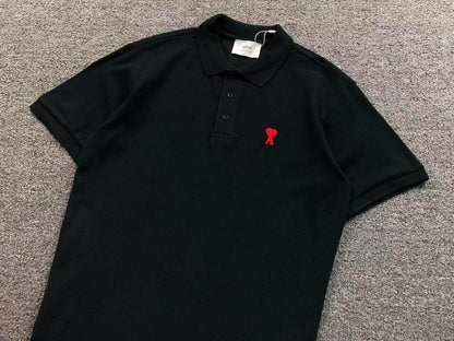 Camiseta Polo AMI Paris Logo Coração Bordado