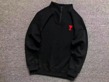 Moletom AMI Paris Ami de Cœur Half Zip