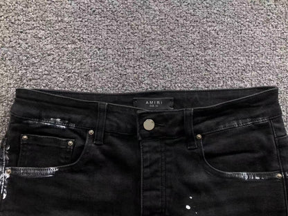 Calça AMIRI Patch Badge Black Denim