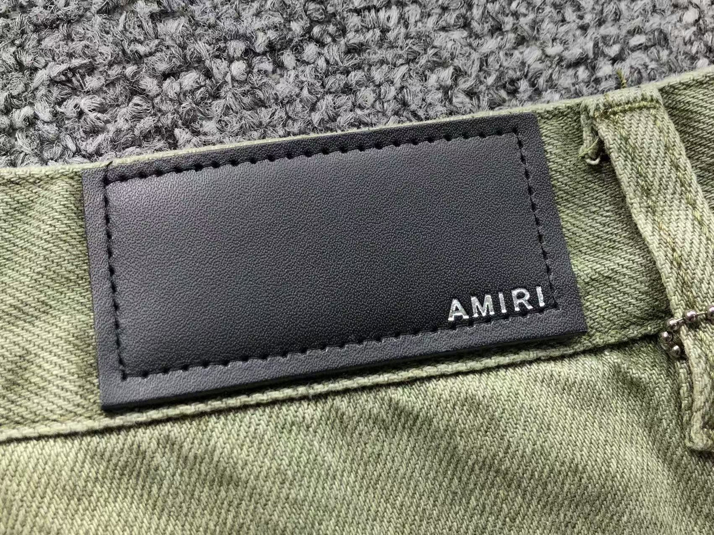 Calça AMIRI Military Green Logo Cargo Denim