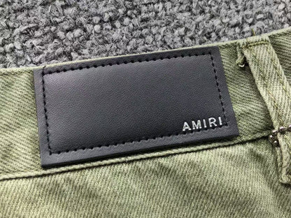 Calça AMIRI Military Green Logo Cargo Denim