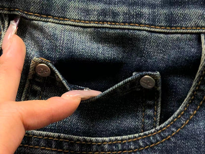 Calça ALO jeans reta azul estonado