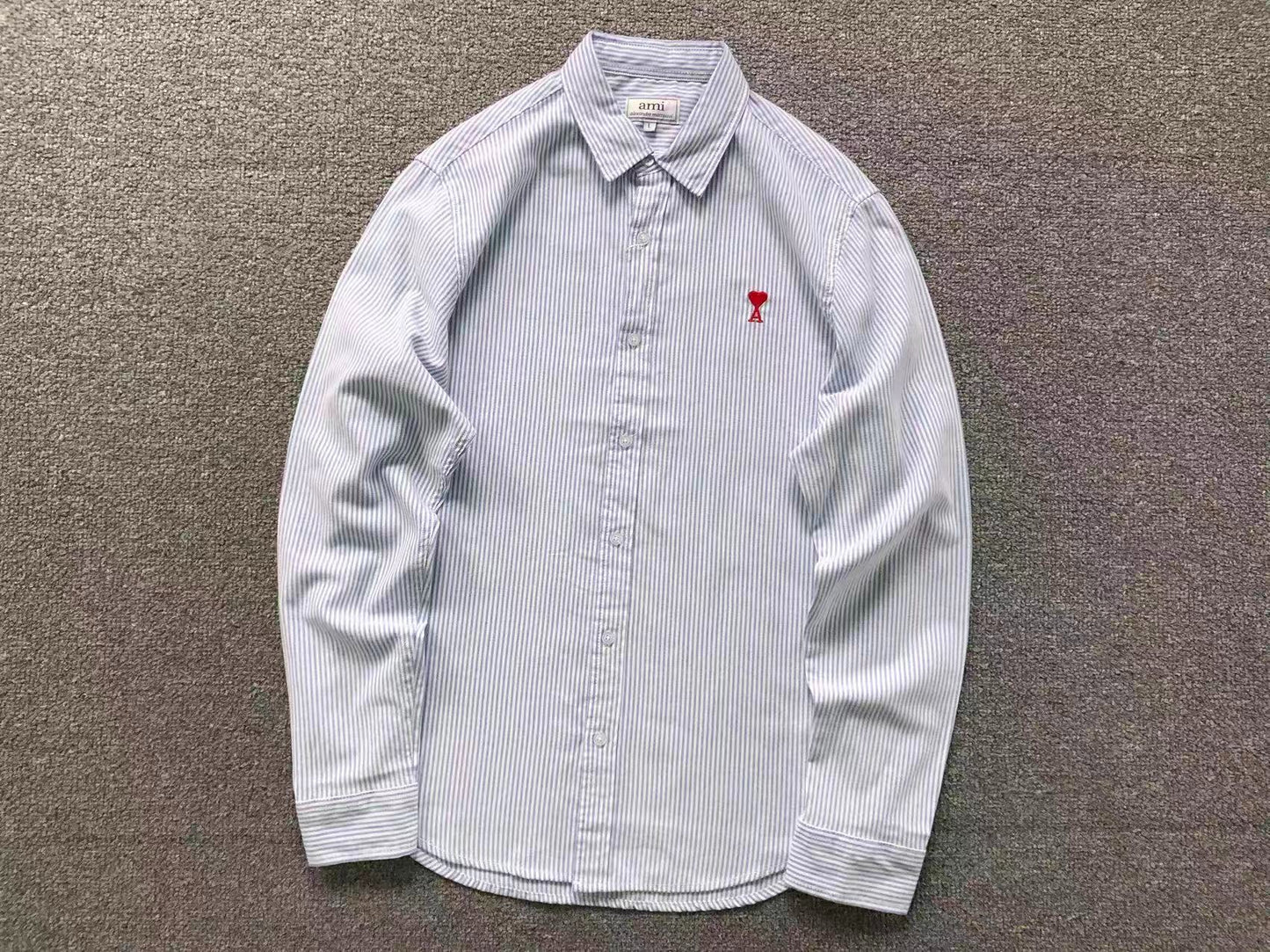 Camisa AMI Paris Striped Mini Heart Premium