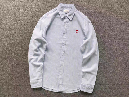 Camisa AMI Paris Striped Mini Heart Premium