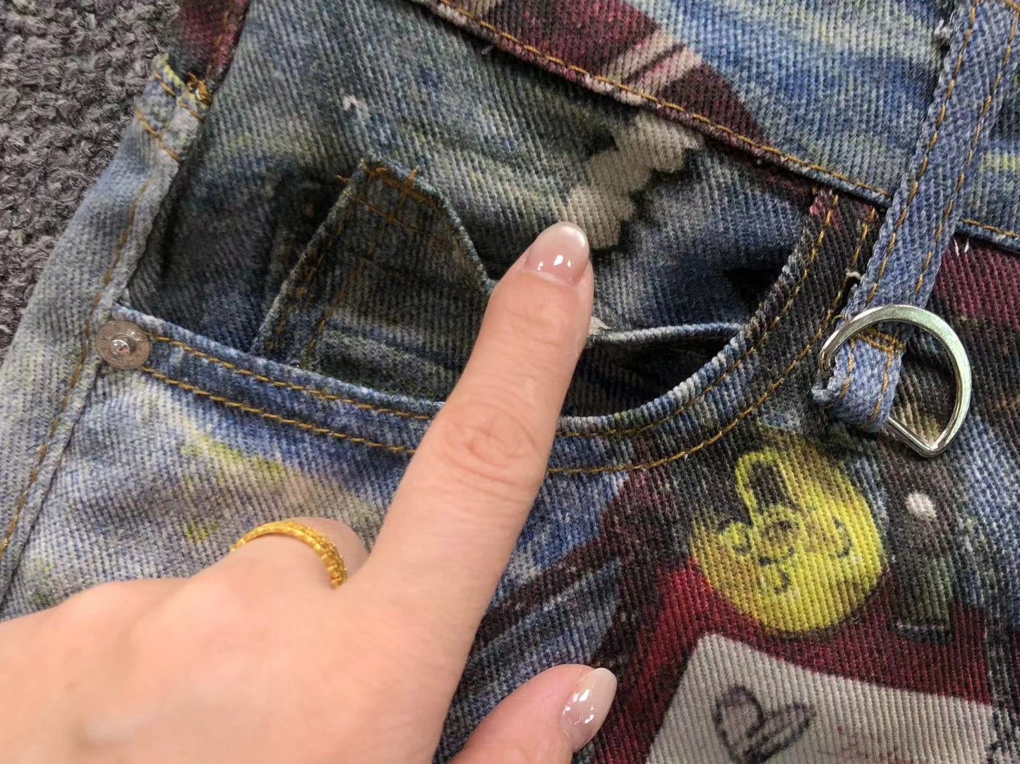 Calça Acne Studios Y2K Printed Denim
