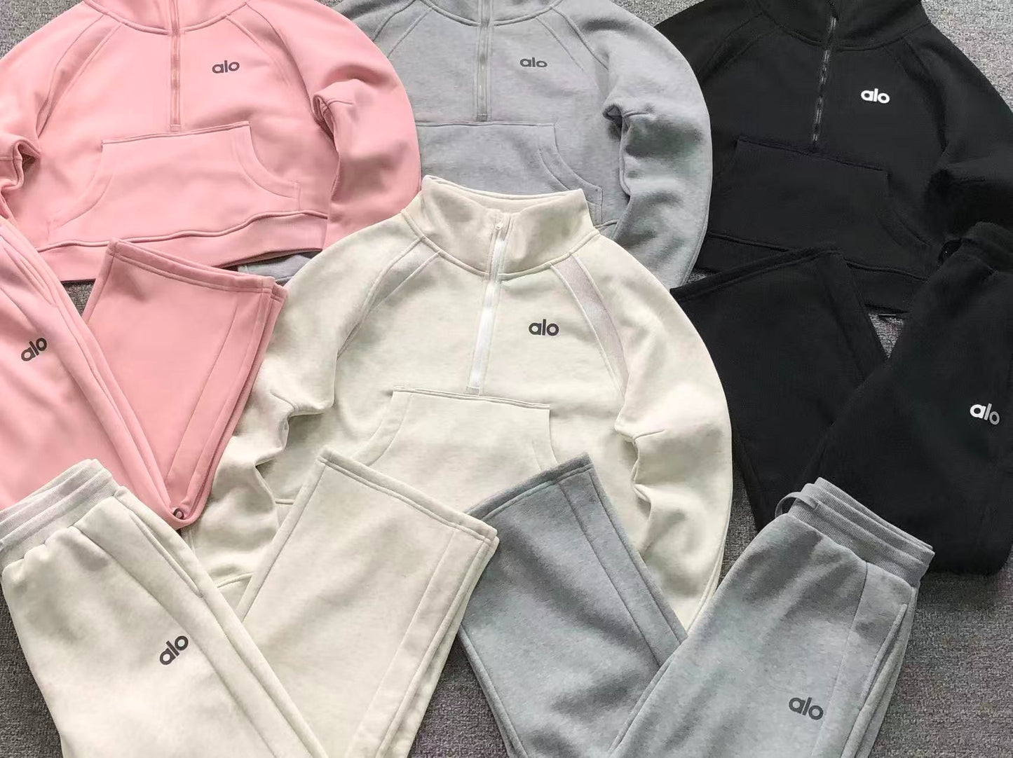 Conjunto Alo Moletom Jogger Half Zip Feminino