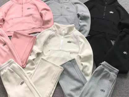 Conjunto Alo Moletom Jogger Half Zip Feminino