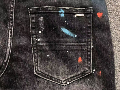 Calça AMIRI Galaxy Paint Black Denim
