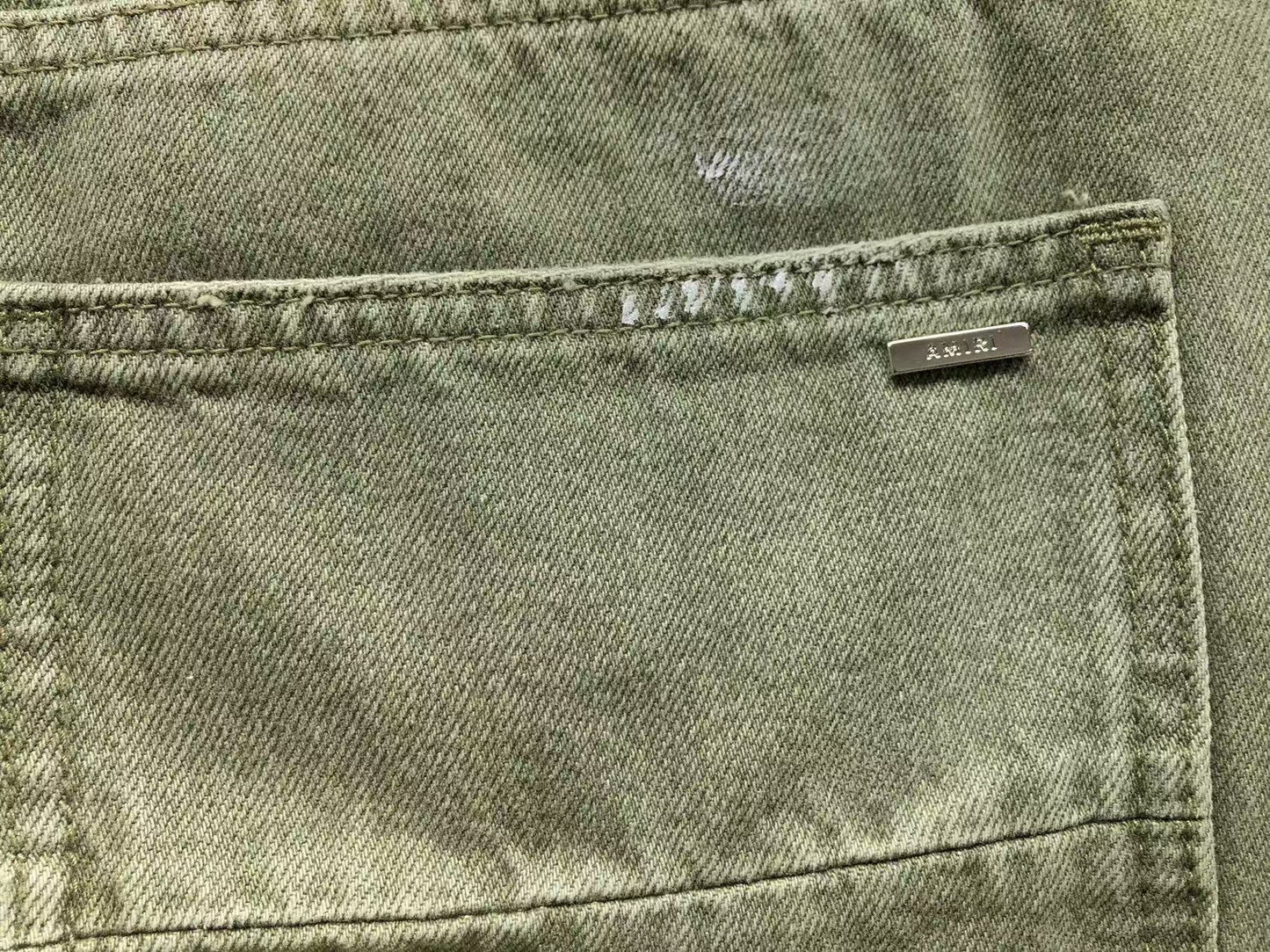 Calça AMIRI Military Green Logo Cargo Denim
