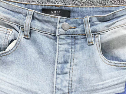 Calça AMIRI Star Patch Light Blue Denim