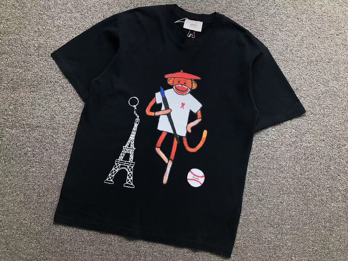 Camiseta AMI Paris Monkey Graphic Tee