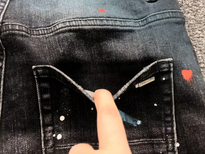Calça AMIRI Galaxy Paint Black Denim