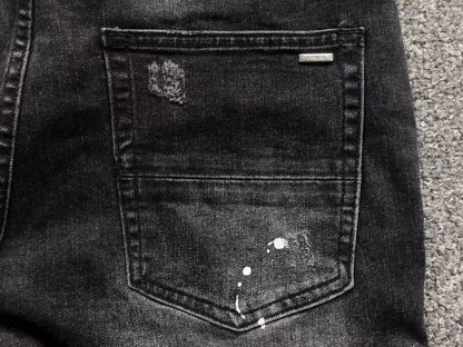 Calça AMIRI Black Paint Wash Denim