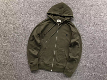 Moletom AMI Paris Hoodie com Zíper