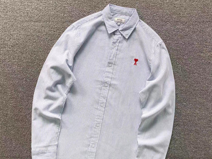 Camisa AMI Paris Striped Mini Heart Premium
