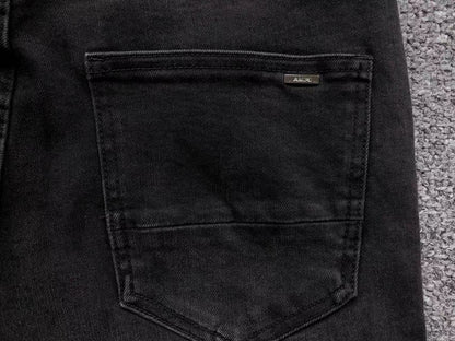Calça AMIRI Logo Destroyed Black Denim
