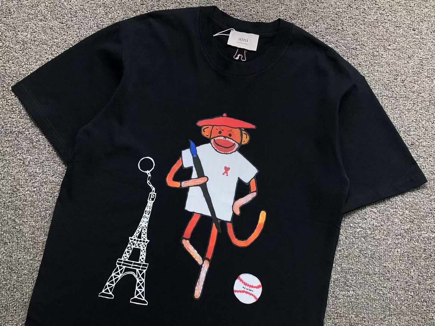 Camiseta AMI Paris Monkey Graphic Tee