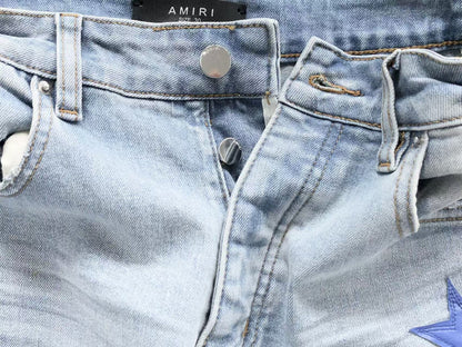 Calça AMIRI Star Patch Light Blue Denim