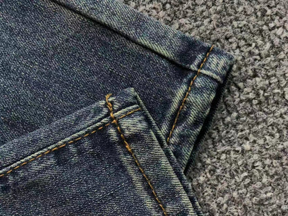 Calça ALO jeans reta azul estonado