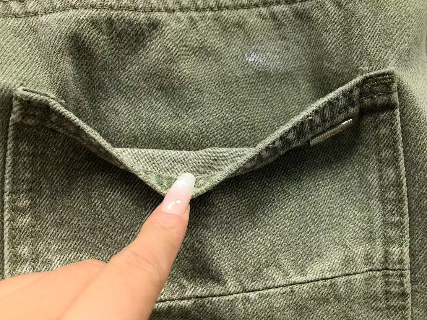 Calça AMIRI Military Green Logo Cargo Denim