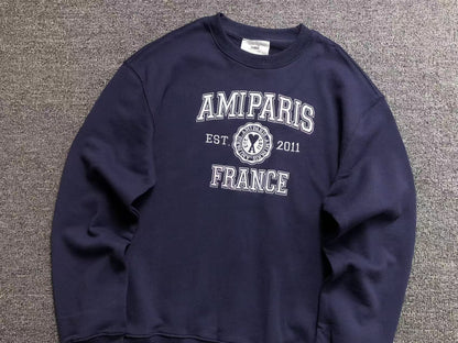 Moletom AMI Paris Logo Collegiate Crewneck