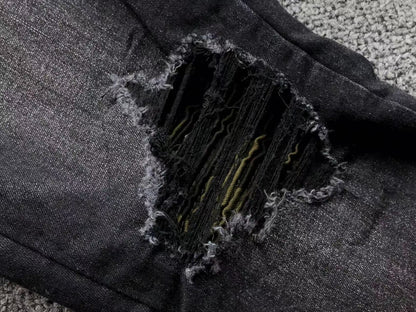 Calça AMIRI Gold Logo Black Denim
