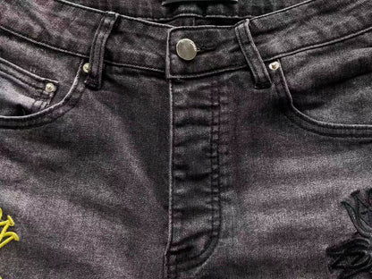 Calça AMIRI Multi Patch Black Destroyed Denim