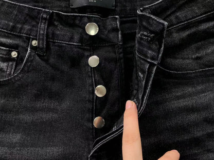 Calça AMIRI Hollywood Black Destroyed Denim
