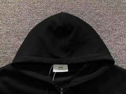 Moletom AMI Paris Zip Hoodie Logo Heart