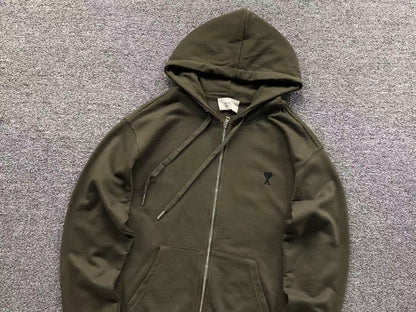 Moletom AMI Paris Hoodie com Zíper