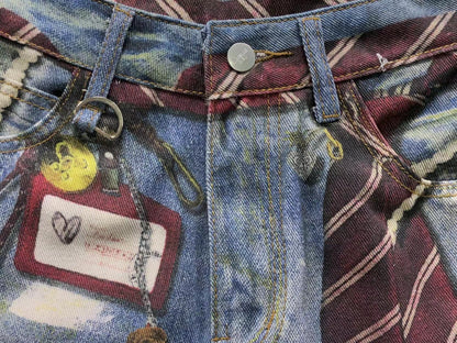 Calça Acne Studios Y2K Printed Denim